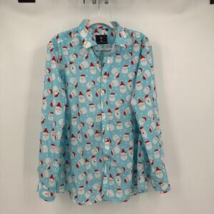 Simon Banks Mens Christmas Shirt Santa Novelty Print Size L Festive‎ Whimsical